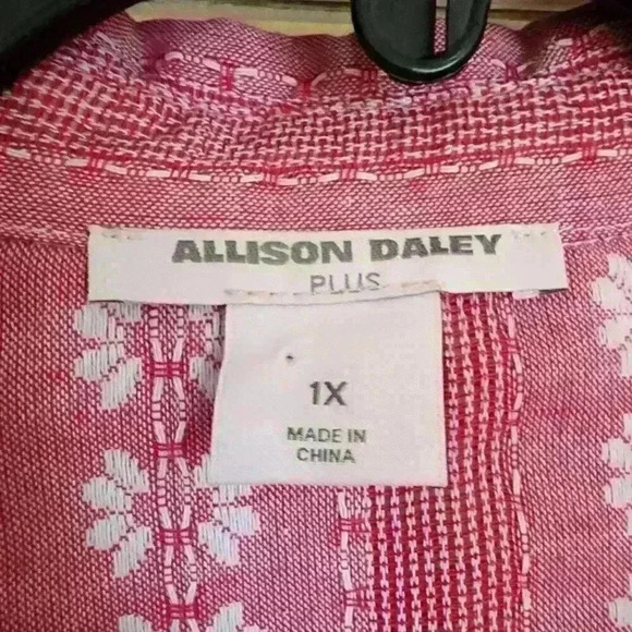 Allison Daley Women's Plus Pink 3/4 Sleeve Light Button Down 1X Fall Western - Picture 10 of 11